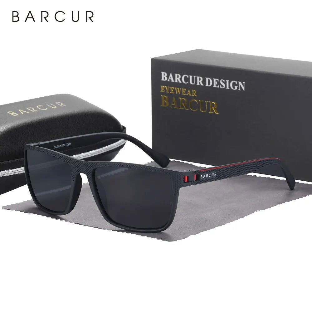 BARCUR Design TR90 Sunglasses Men Polarized Light Weight Sports Sun Glasses Women Eyewear Accessory Oculos UVAB Protection - Slobuy