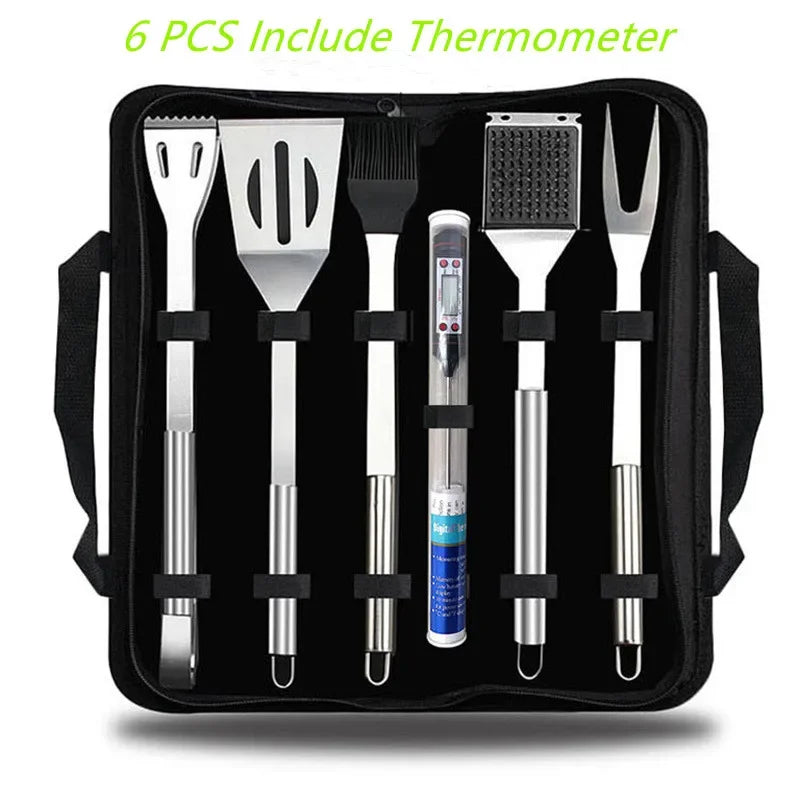 BBQ Tools Set Barbecue Utensil AccessoriesThermometer Barbeque Grilling  Accessories  Outdoor Gril Tools Set Bbq Utensil Set - Slobuy