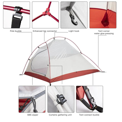 BISINNA Ultralight Camping Tent Backpack Tent 20D Nylon Waterproof Outdoor Hiking Travel Tent Cycling Tent 1-2 Person - Slobuy
