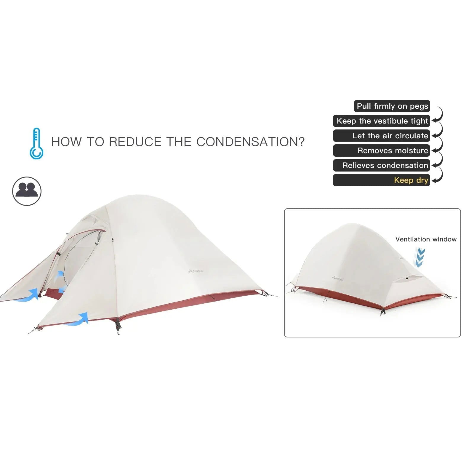 BISINNA Ultralight Camping Tent Backpack Tent 20D Nylon Waterproof Outdoor Hiking Travel Tent Cycling Tent 1-2 Person - Slobuy