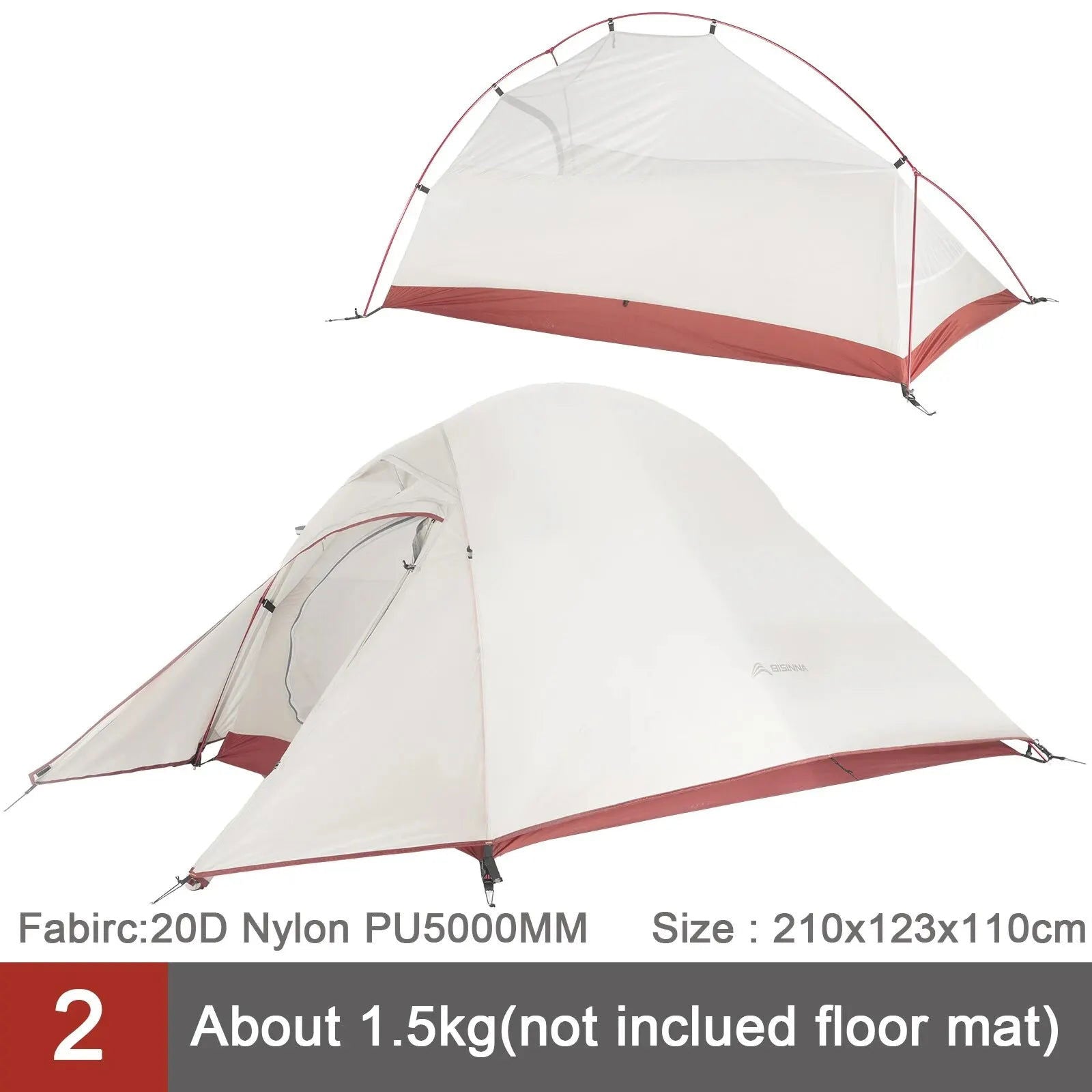 BISINNA Ultralight Camping Tent Backpack Tent 20D Nylon Waterproof Outdoor Hiking Travel Tent Cycling Tent 1-2 Person - Slobuy