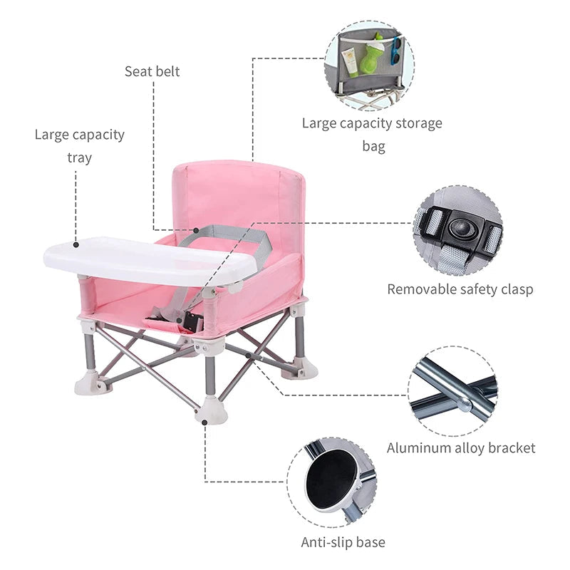 Baby Booster Seat Dining Chair Portable Travel Folding Kids With Feeding Chair Outdoor Beach Seat Baby Furniture Supplies New - Slobuy