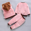 Baby Boys And Girls Clothing Set Tricken Fleece Children Hooded Outerwear Tops Pants 3PCS Outfits Kids Toddler Warm Costume Suit - Slobuy