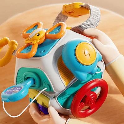 Baby Busy Board Cube Montessori Sensory Toys for Toddler Educational Learning Activities Travel Toy Lock Box Fine Motor Skill - Slobuy