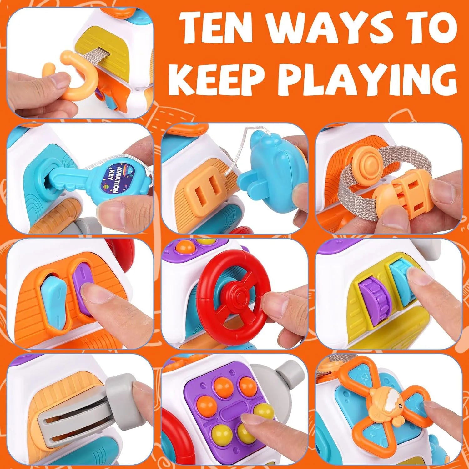 Baby Busy Board Cube Montessori Sensory Toys for Toddler Educational Learning Activities Travel Toy Lock Box Fine Motor Skill - Slobuy