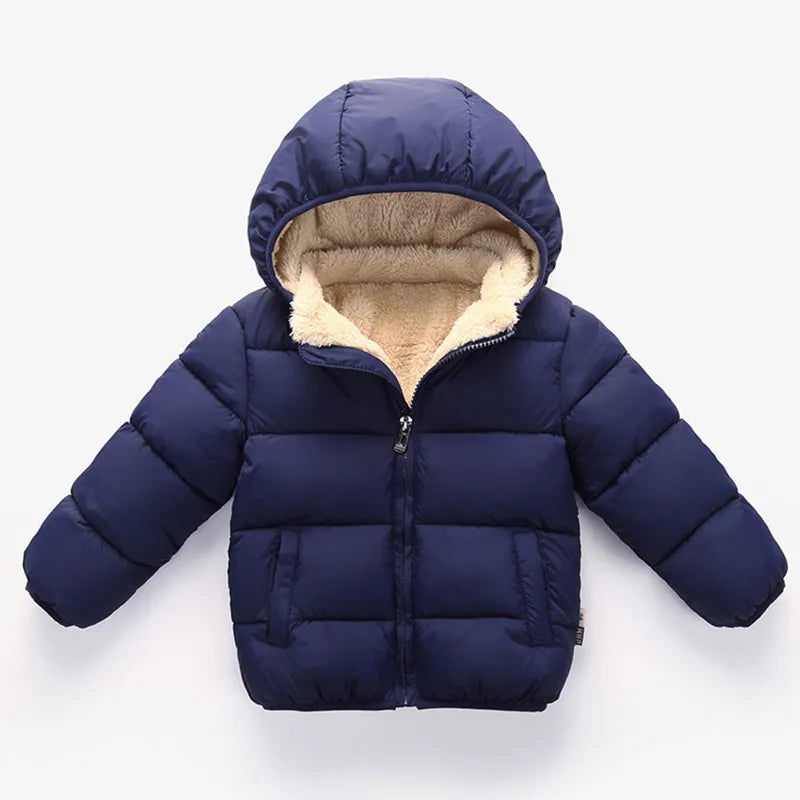 Baby Children Coats Winter Thick Jackets For Boys Warm Plush Thicken Outerwear For Girls Fur Hooded Jacket Kids Clothes Snowsuit - Slobuy