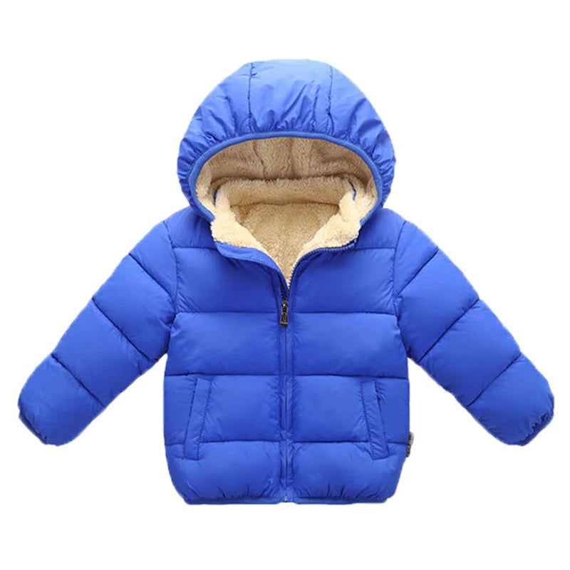 Baby Children Coats Winter Thick Jackets For Boys Warm Plush Thicken Outerwear For Girls Fur Hooded Jacket Kids Clothes Snowsuit - Slobuy