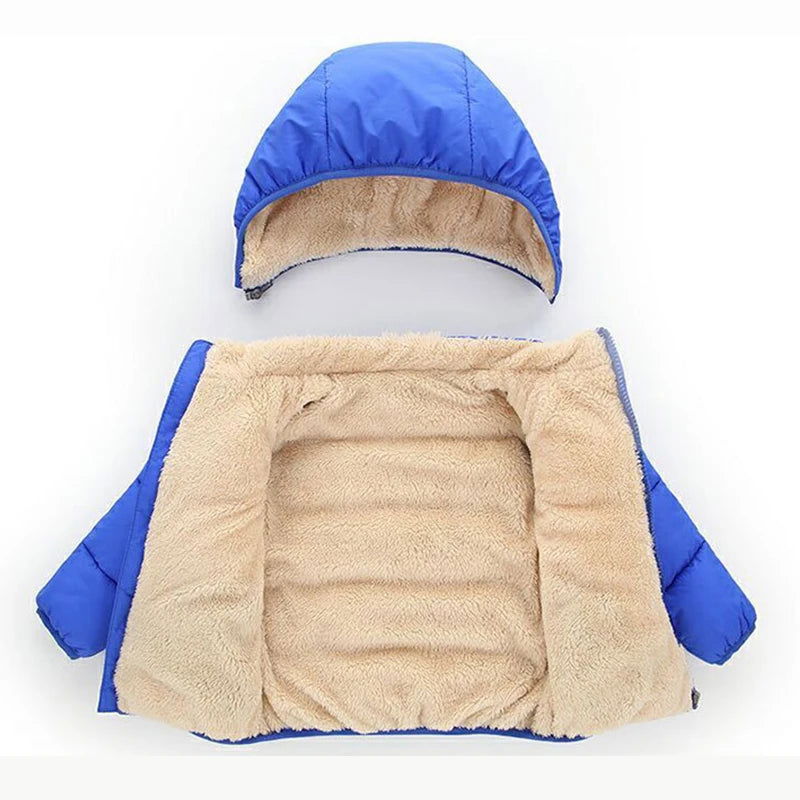 Baby Children Coats Winter Thick Jackets For Boys Warm Plush Thicken Outerwear For Girls Fur Hooded Jacket Kids Clothes Snowsuit - Slobuy