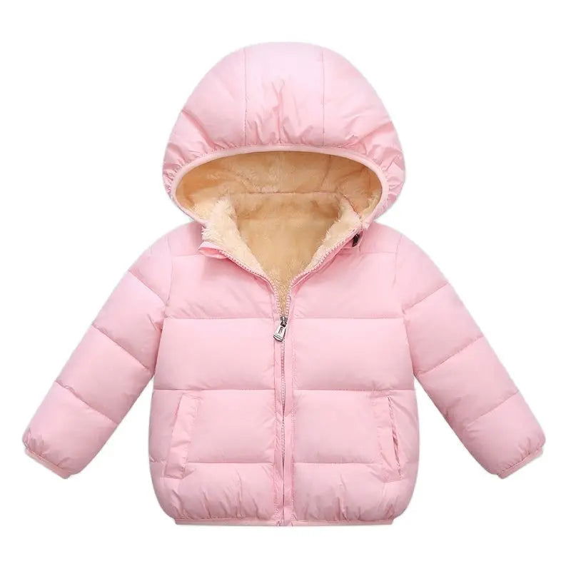 Baby Children Coats Winter Thick Jackets For Boys Warm Plush Thicken Outerwear For Girls Fur Hooded Jacket Kids Clothes Snowsuit - Slobuy