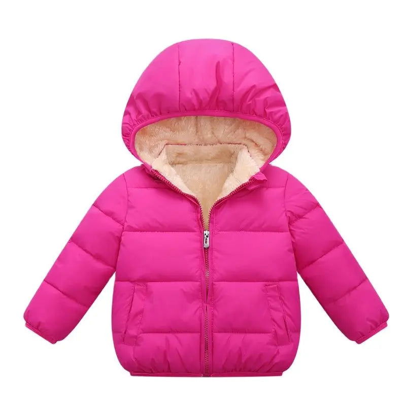 Baby Children Coats Winter Thick Jackets For Boys Warm Plush Thicken Outerwear For Girls Fur Hooded Jacket Kids Clothes Snowsuit - Slobuy