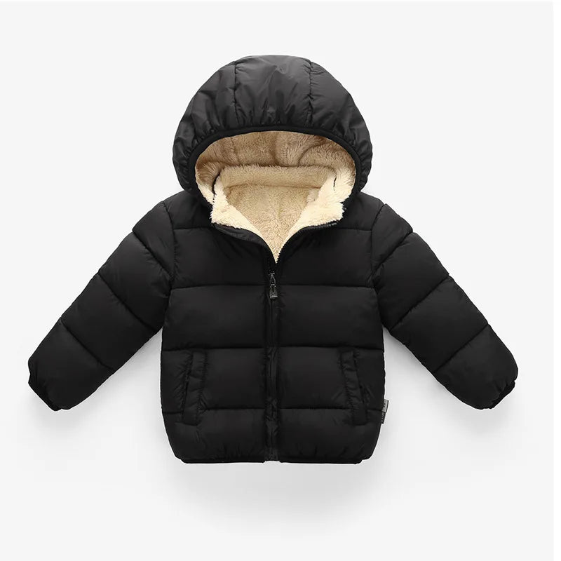 Baby Children Coats Winter Thick Jackets For Boys Warm Plush Thicken Outerwear For Girls Fur Hooded Jacket Kids Clothes Snowsuit - Slobuy