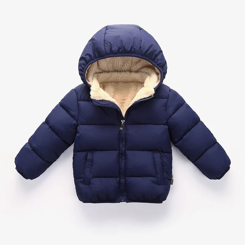 Baby Children Coats Winter Thick Jackets For Boys Warm Plush Thicken Outerwear For Girls Fur Hooded Jacket Kids Clothes Snowsuit - Slobuy
