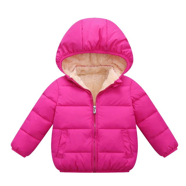 Baby Children Coats Winter Thick Jackets For Boys Warm Plush Thicken Outerwear For Girls Fur Hooded Jacket Kids Clothes Snowsuit - Slobuy