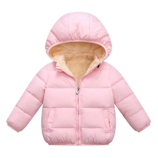 Baby Children Coats Winter Thick Jackets For Boys Warm Plush Thicken Outerwear For Girls Fur Hooded Jacket Kids Clothes Snowsuit - Slobuy