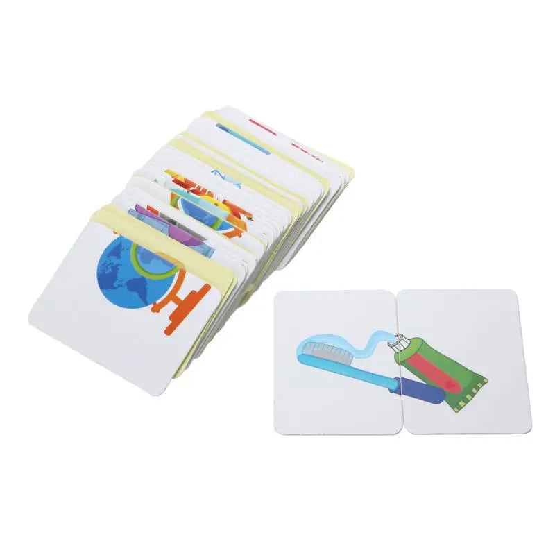 Baby Cognition Puzzle Toys Toddler Kids Iron Box Cards Matching Game Cognitive Card Car Fruit Animal Life Puzzle - Slobuy