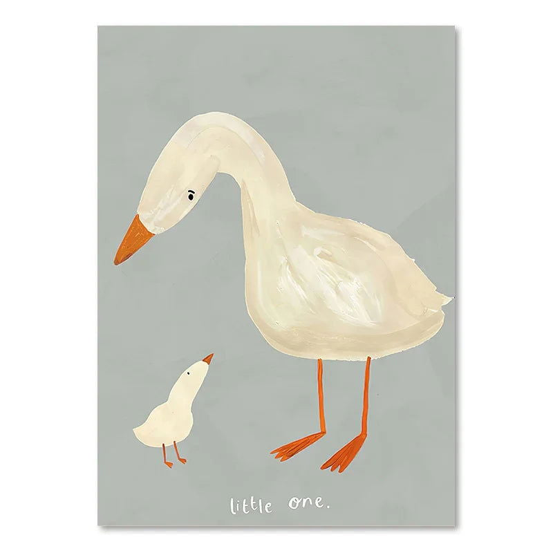 Baby Cute Rabbit Bird Geese Leopard Dog Nursery Wall Art Canvas Painting Nordic Posters And Prints Pictures For Kid Room Decor - Slobuy