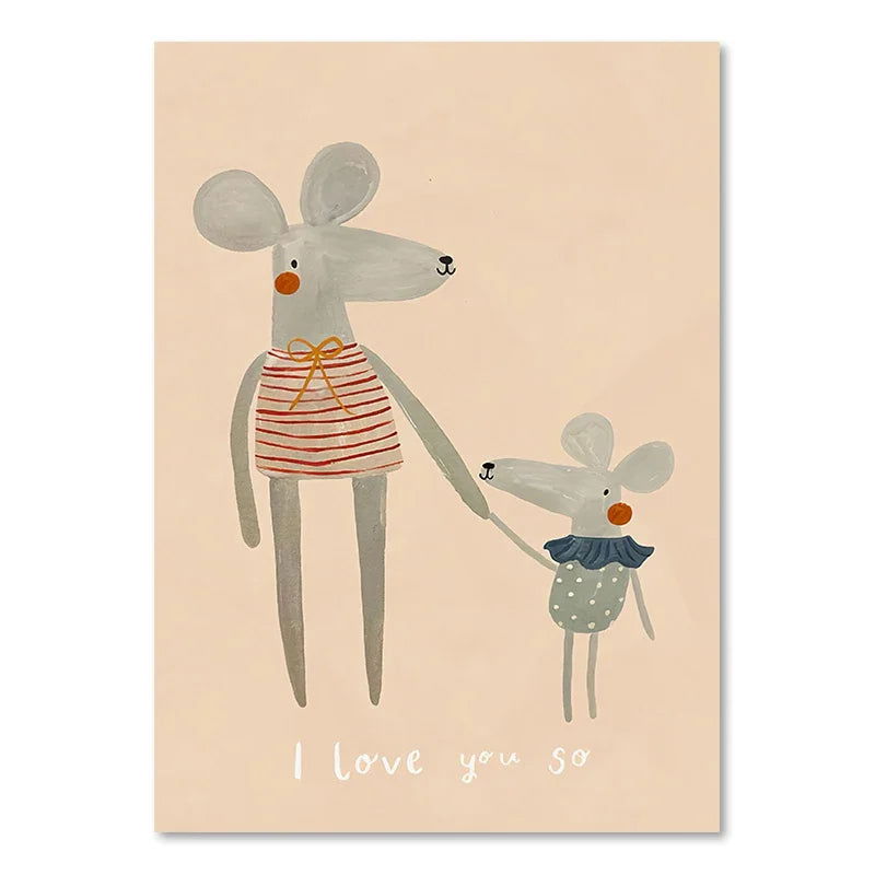 Baby Cute Rabbit Bird Geese Leopard Dog Nursery Wall Art Canvas Painting Nordic Posters And Prints Pictures For Kid Room Decor - Slobuy