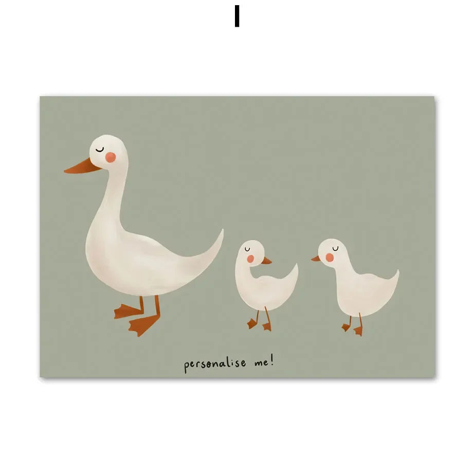 Baby Cute Rabbit Bird Geese Leopard Dog Nursery Wall Art Canvas Painting Nordic Posters And Prints Pictures For Kid Room Decor - Slobuy