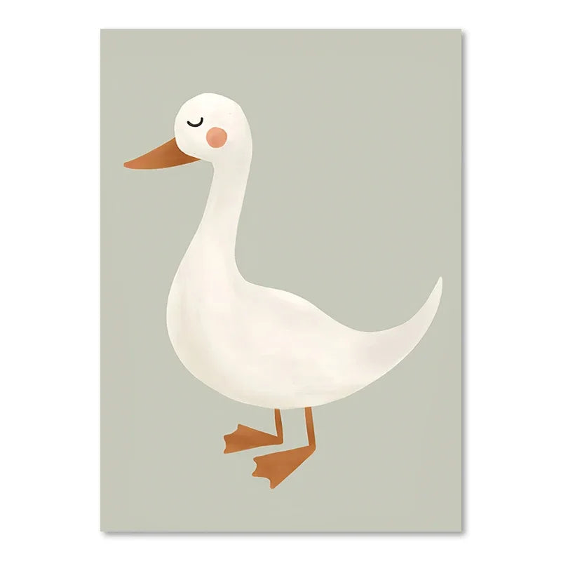 Baby Cute Rabbit Bird Geese Leopard Dog Nursery Wall Art Canvas Painting Nordic Posters And Prints Pictures For Kid Room Decor - Slobuy