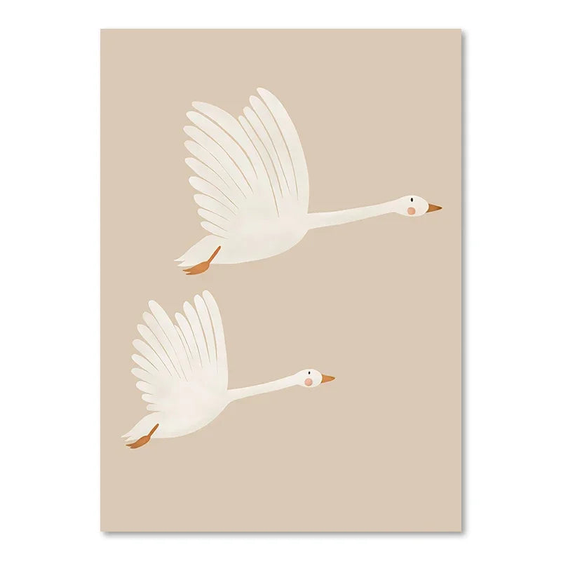 Baby Cute Rabbit Bird Geese Leopard Dog Nursery Wall Art Canvas Painting Nordic Posters And Prints Pictures For Kid Room Decor - Slobuy