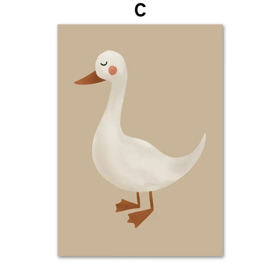 Baby Cute Rabbit Bird Geese Leopard Dog Nursery Wall Art Canvas Painting Nordic Posters And Prints Pictures For Kid Room Decor - Slobuy