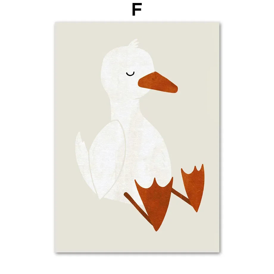 Baby Cute Rabbit Bird Geese Leopard Dog Nursery Wall Art Canvas Painting Nordic Posters And Prints Pictures For Kid Room Decor - Slobuy
