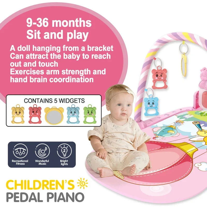 Baby Fitness Stand Music Play Gym Activity Toys Newborn Piano Crawling Blanket Pedal Game Pad Early Education 0-36 Months Gifts - Slobuy