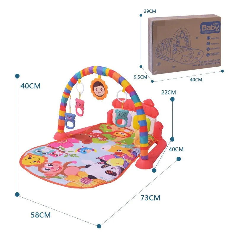Baby Fitness Stand Music Play Gym Activity Toys Newborn Piano Crawling Blanket Pedal Game Pad Early Education 0-36 Months Gifts - Slobuy