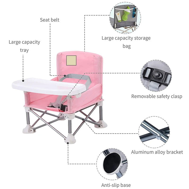 Baby Furniture Supplies Booster Seat Dining Chair Portable Travel Folding Kids With Feeding Chair Outdoor Beach Seat - Slobuy