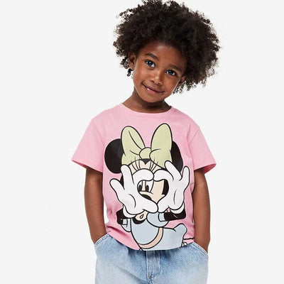 Baby Girl Disney Cartoon T-shirt Summer Clothing Popular Design Fashion Children Short Sleeve Tshirts Kids Girls' Tees Tops - Slobuy