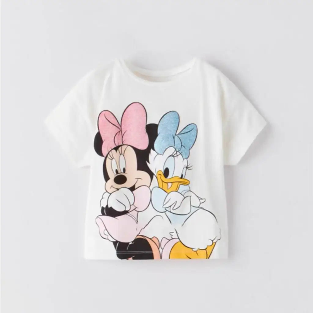 Baby Girl Disney Cartoon T-shirt Summer Clothing Popular Design Fashion Children Short Sleeve Tshirts Kids Girls' Tees Tops - Slobuy