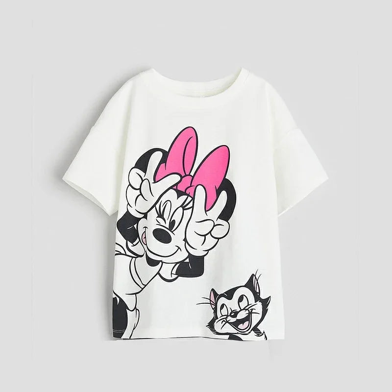 Baby Girl Disney Cartoon T-shirt Summer Clothing Popular Design Fashion Children Short Sleeve Tshirts Kids Girls' Tees Tops - Slobuy