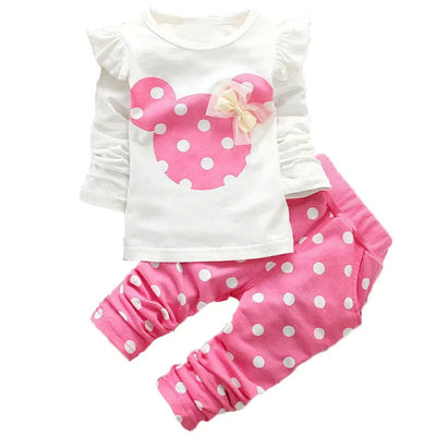 Baby Girls Clothing Set Fashion Bow Dot T shirt+ Pant Suit Kids Cotton Tracksuit Children Spring Long Sleeve Clothes - Slobuy