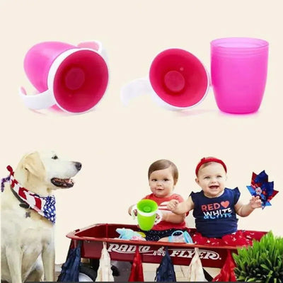 Baby Learning Drinking Cup With Double Handle Flip Lid 360 Degrees Can Be Rotated Leakproof Cup Infants Water Cups Bottle - Slobuy
