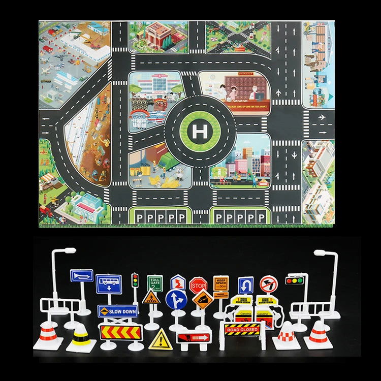 Baby Play Mat City Traffic Road Map Mat Carpet City Car Parking Lot Roadmap Traffic Signs Baby Climbing Playing Mat Game - Slobuy