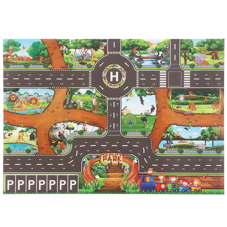 Baby Play Mat City Traffic Road Map Mat Carpet City Car Parking Lot Roadmap Traffic Signs Baby Climbing Playing Mat Game - Slobuy