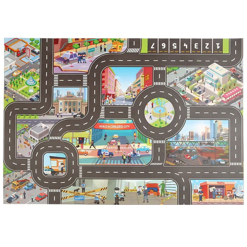 Baby Play Mat City Traffic Road Map Mat Carpet City Car Parking Lot Roadmap Traffic Signs Baby Climbing Playing Mat Game - Slobuy