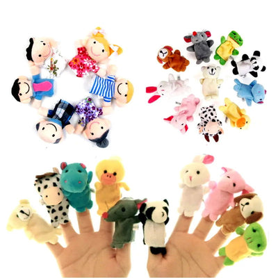 Baby Plush Toy Finger Puppets Tell Story Props 10pcs Animals or 6pcs Family Doll Toys for Kids Gifts for Children - Slobuy