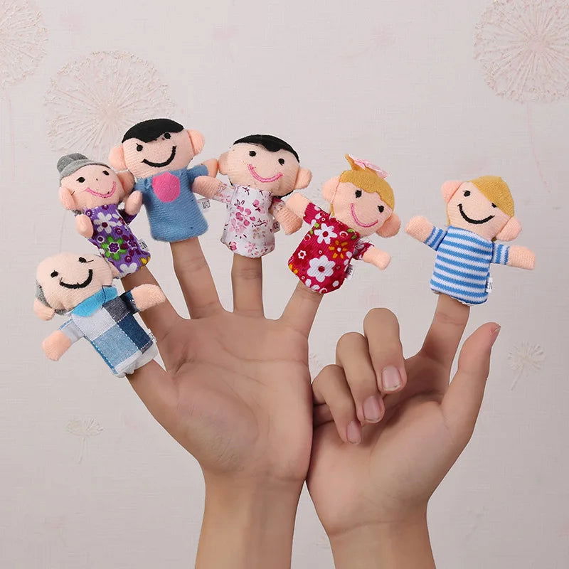 Baby Plush Toy Finger Puppets Tell Story Props 10pcs Animals or 6pcs Family Doll Toys for Kids Gifts for Children - Slobuy