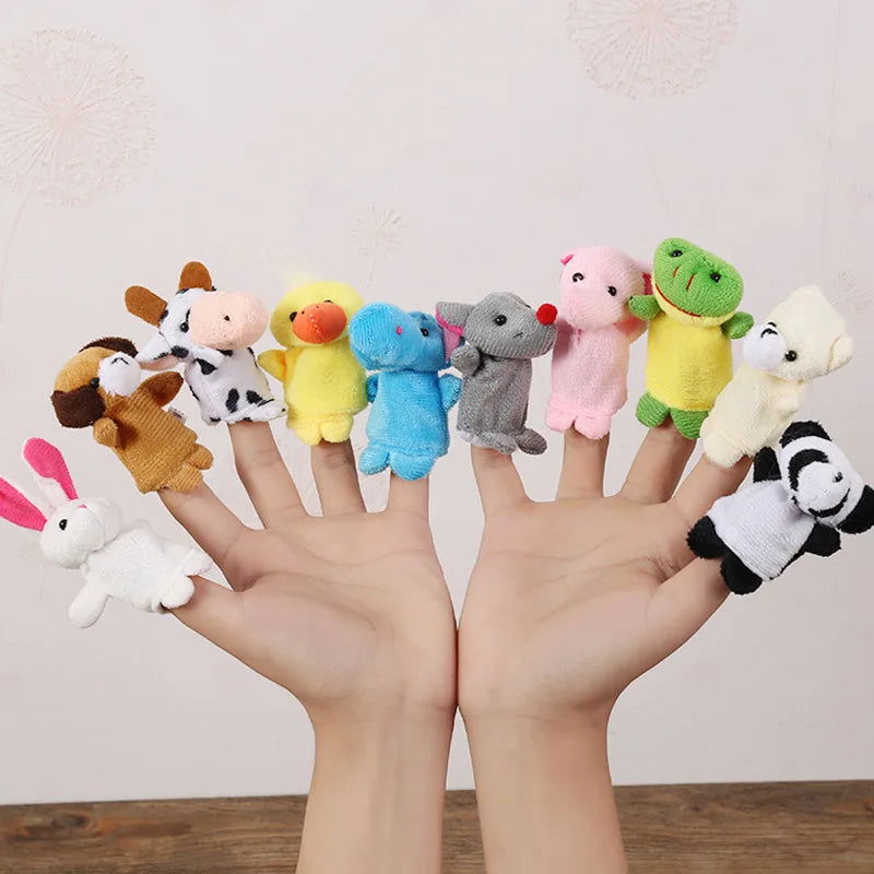 Baby Plush Toy Finger Puppets Tell Story Props 10pcs Animals or 6pcs Family Doll Toys for Kids Gifts for Children - Slobuy
