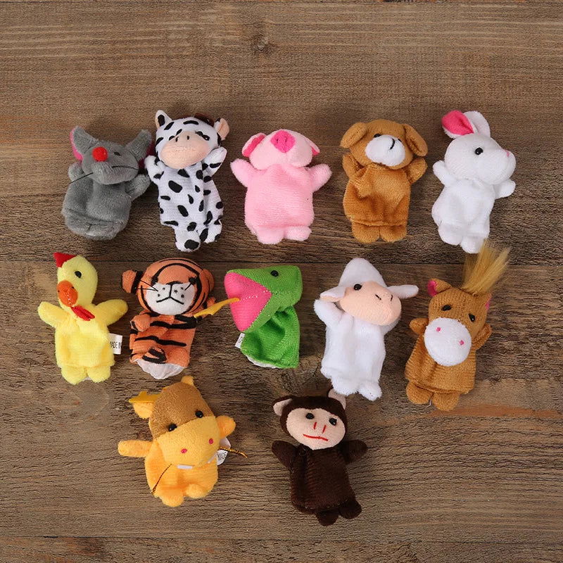 Baby Plush Toy Finger Puppets Tell Story Props 10pcs Animals or 6pcs Family Doll Toys for Kids Gifts for Children - Slobuy