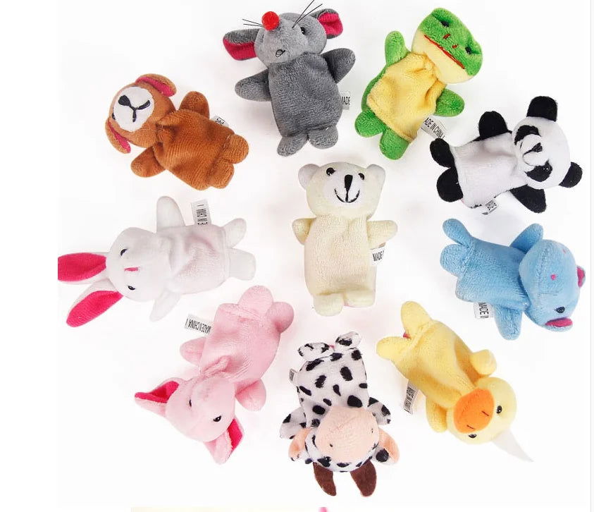 Baby Plush Toy Finger Puppets Tell Story Props 10pcs Animals or 6pcs Family Doll Toys for Kids Gifts for Children - Slobuy