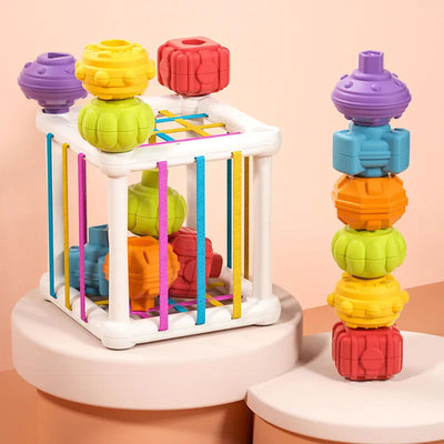 Baby Sensory Bin Shape Sorter Colorful Cube Sorting Game Shape Blocks Montessori Educational Toys Game for 1 2 Year Old Boy Girl - Slobuy