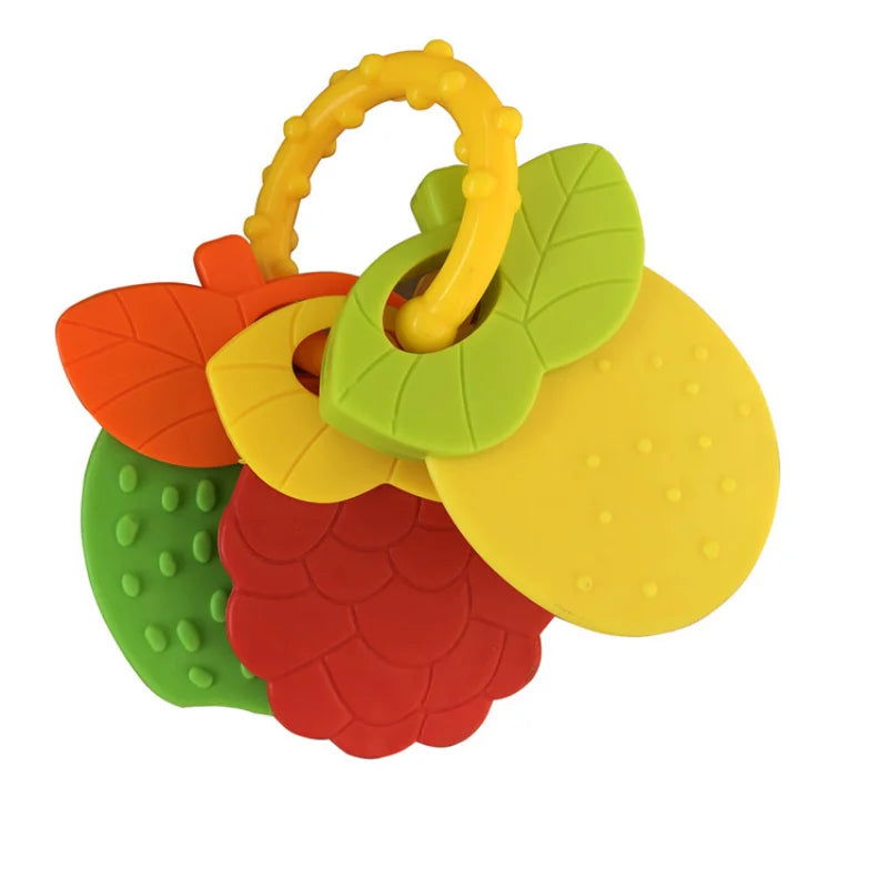 Baby Soft Rubber Rattle Fruit Style Teether Toy Newborn Food Grade Silicone Teethers Infant Training Bed Toy Kids Chewing Toys - Slobuy
