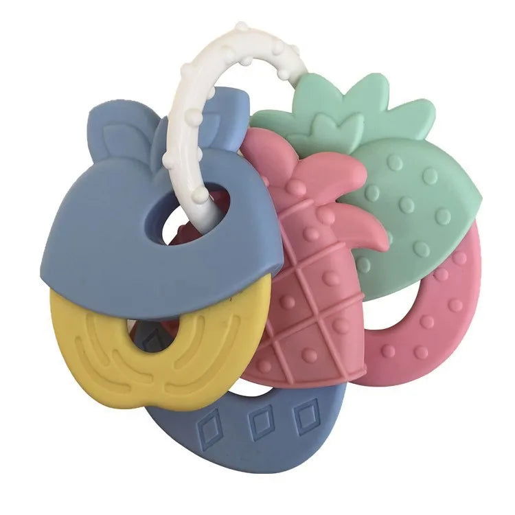 Baby Soft Rubber Rattle Fruit Style Teether Toy Newborn Food Grade Silicone Teethers Infant Training Bed Toy Kids Chewing Toys - Slobuy
