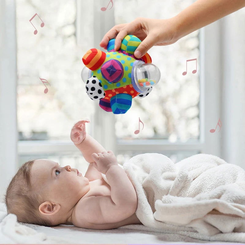 Baby Toys 0 12 Months Soft Cloth Rattle Ball Stuffed Baby Play Ball with Bell Cartoon Animals Interactive Toys Educational Toys - Slobuy
