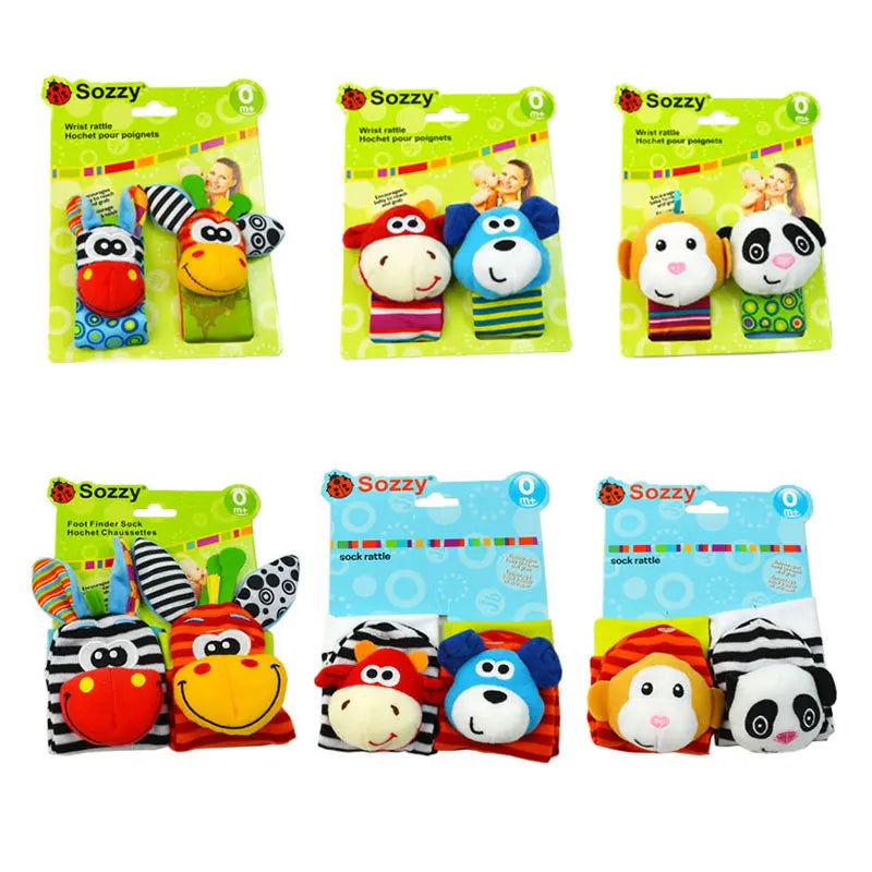 Baby Toys 0 6 12 Months Cute Stuffed Animals Baby Rattle Socks Wrist Baby Rattles Newborn Toys Make Sounds Games For Babies - Slobuy