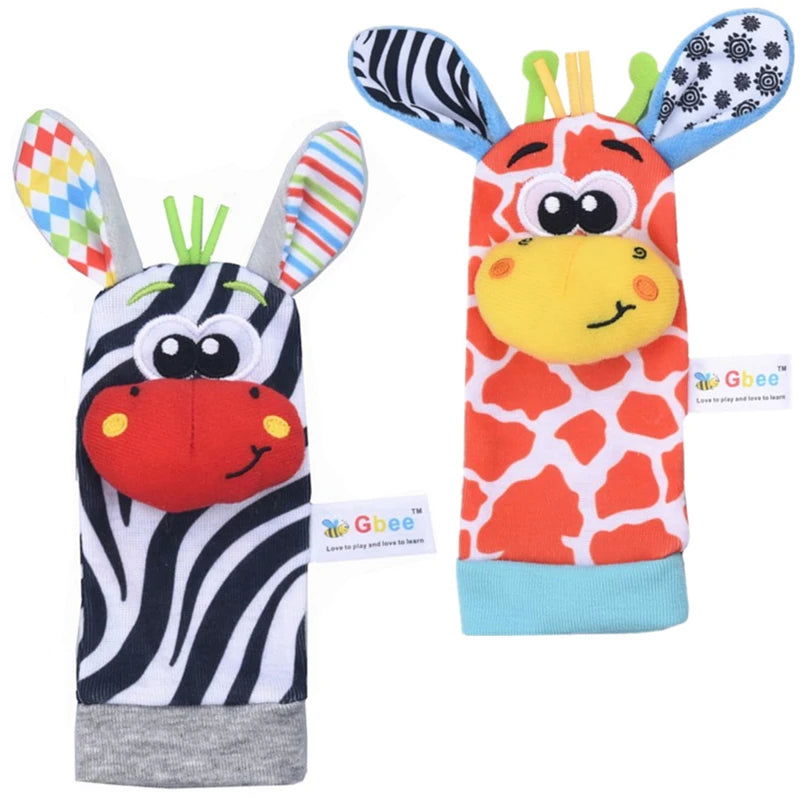 Baby Toys 0 6 12 Months Cute Stuffed Animals Baby Rattle Socks Wrist Baby Rattles Newborn Toys Make Sounds Games For Babies - Slobuy