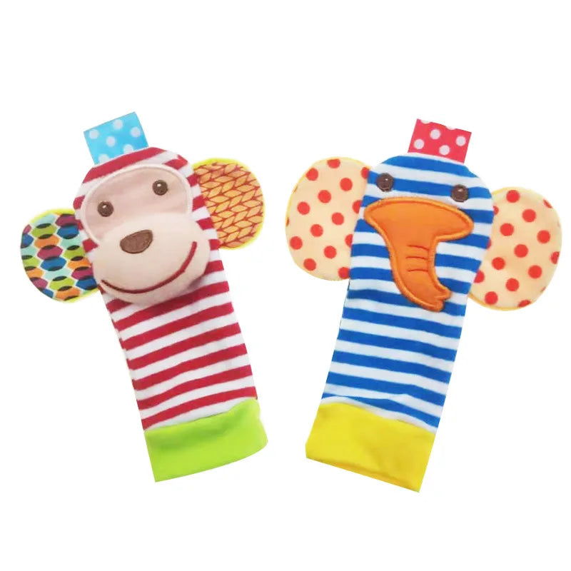 Baby Toys 0 6 12 Months Cute Stuffed Animals Baby Rattle Socks Wrist Baby Rattles Newborn Toys Make Sounds Games For Babies - Slobuy