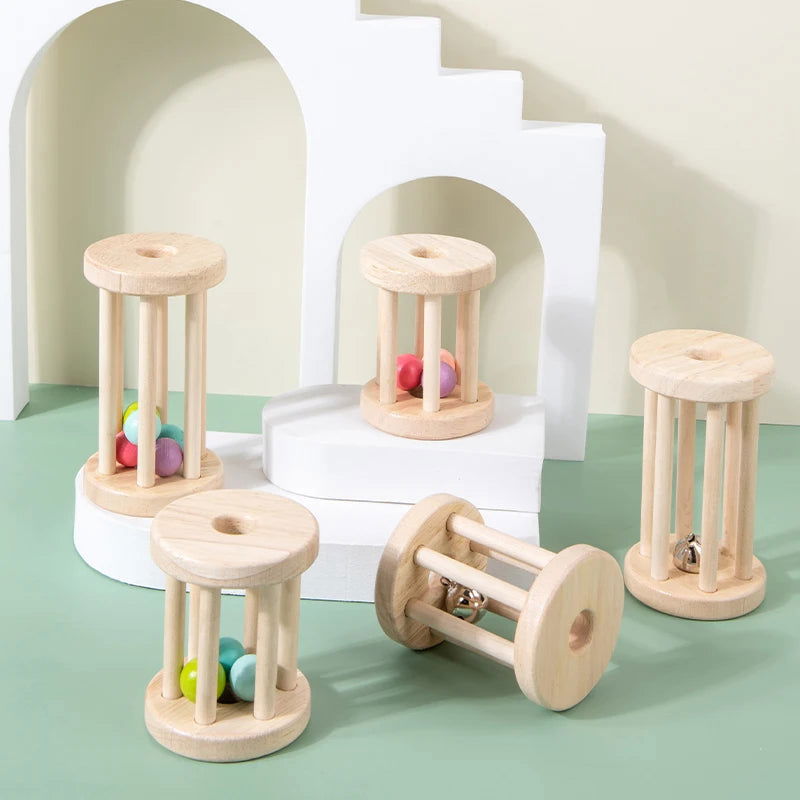 Baby Wood Rolling Cage Bell Coloful Rattles Mobiles Early Developmental Sound Infant & Toddler Musical Toys Boy Girl Music Toy - Slobuy